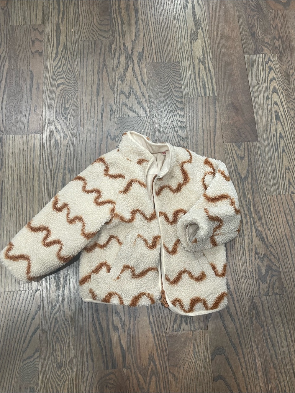 Zara Cream Sherpa Jacket with Brown Trim